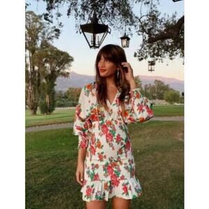 Rhode Anya Mini Dress Floral print Ruffle Sz Small Feminine